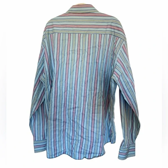 Robert Graham 2XL Multicolor Striped Button Down Shirt | 100% Cotton Blue - Picture 6 of 8